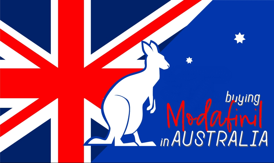 Buying Modafinil in Australia | Flag of Australia and Kangaroo Outline