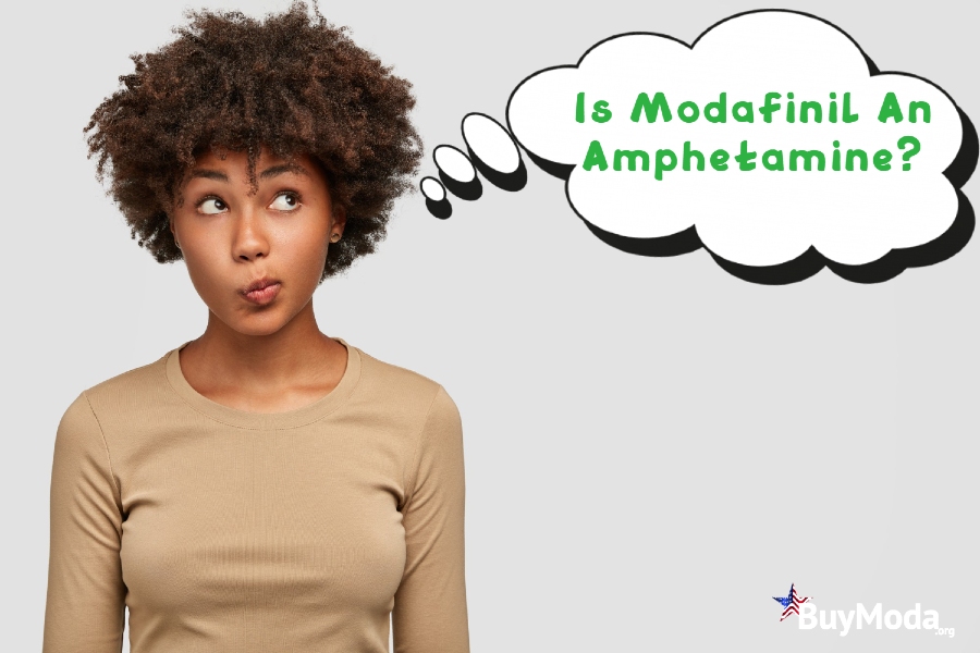 Is Modafinil An Amphetamine? | Curly-haired black girl thought bubble