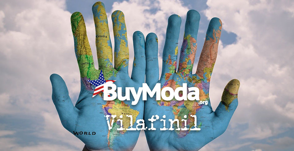 Globe painted onto hands with text layer | Buymoda Vilafinil